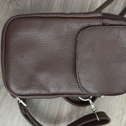 Brown Leather Crossbody  Bag /phone Bag 