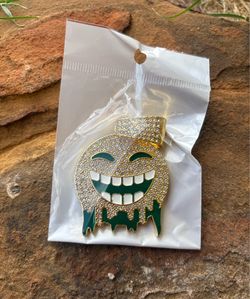 Iced Out Drip Smiley Face Pendant