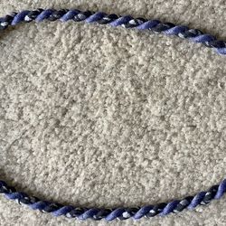 Blue And Black Braided Choker Necklace With Clasp