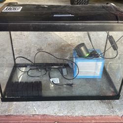 10 gallon Aquarium with Feeder, Heater, Breeder Lid And Light