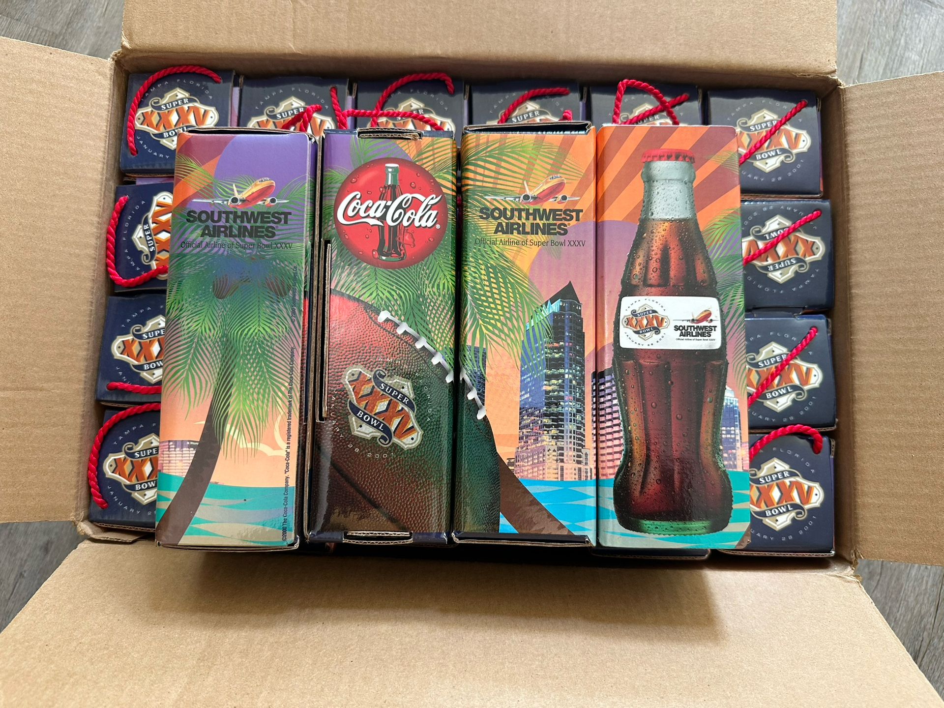 Full Case 24 COKE SUPERBOWL XXXV BOTTLES 