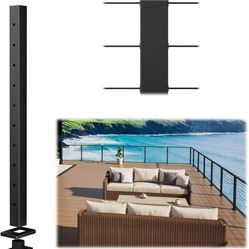 Muzata Aluminum Black Cable Railing Post 36 Inch 36"X2"x2" Level Drilled Surface Mount Cable Railing System Kit Indoor Outdoor Seaside with Paper User