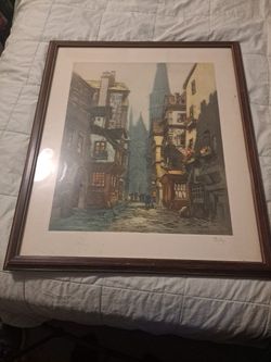 Beautiful Hand Colored Etching