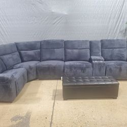 Dark Gray 6pc Fabric Power Sectional Modular (NEW)