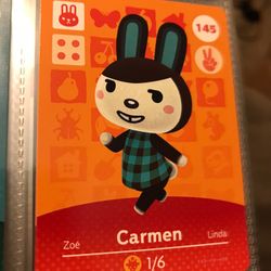 Nintendo Animal Crossing New Horizons Carmen Amiibo Card