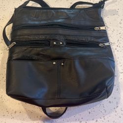 Black Patch Leather Handbag 