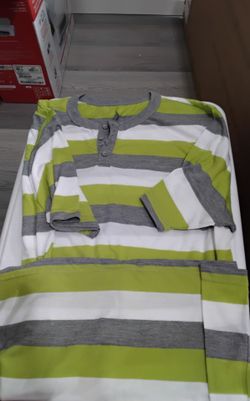 Striped Henley short Sleeve Shirt Lg