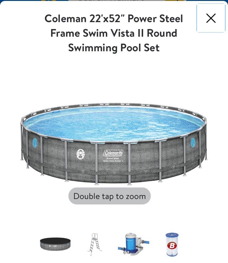 Coleman 22'x52" Power Steel Frame Swim Vista II Round Swimming Pool Set