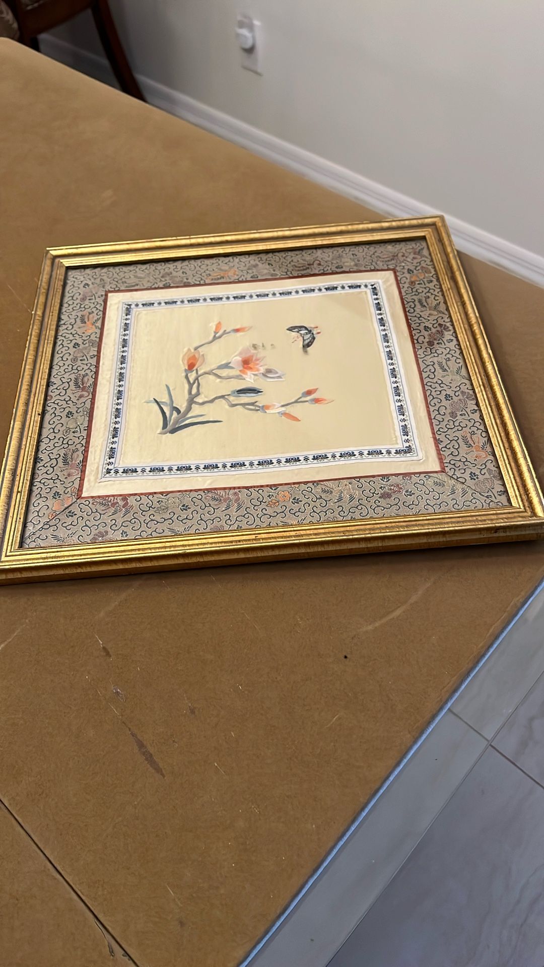 Framed Silk Floral Picture