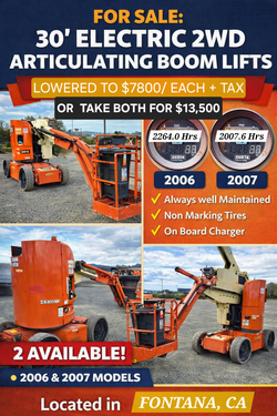 30' electric 2WD articulating boom lifts ( $7800 each/ or get both & save.. ONLY $13,500 for both