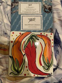Chilli peppers hand painted hot plate rest