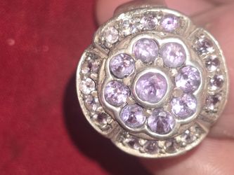 Silver cocktail ring with pale amethysts
