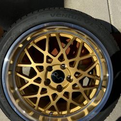 Gold Machined Lip JNC Rims/ Hankook tires 