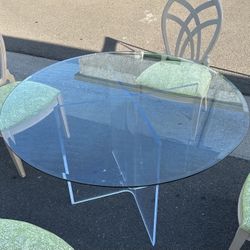 Round Glass Dining / Kitchen Table  With 4 Chairs