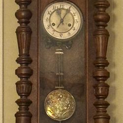 Walnut Vienna Regulator wall Clock with Pendulum by Junghans