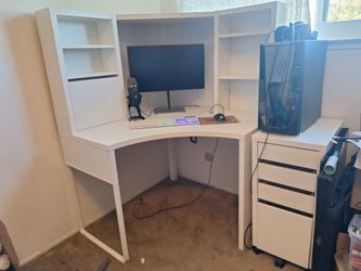 Corner desk and side drawer table
