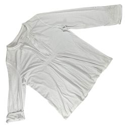 Loft White Long Sleeve Knit Top Smocked Waist Size XL 