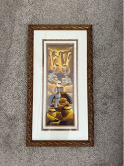 Framed Andean Musicians Artwork – Signed