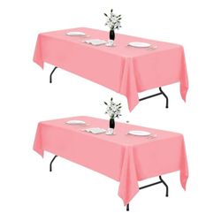  2PCS Blush Pink Table Cloth for Rectangle Table - 60 x 102 Inch Tablecloths Rectangular Waterproof Washable Wrinkle Resistant for 6 FT Tables 