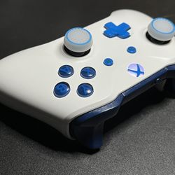 🎮 Custom White & Blue Xbox One Controller + New Cable + Thumb Sticks 🎮  🔥 Customized