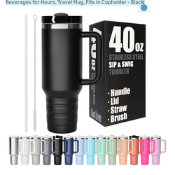 40oz Tumbler with Lid and Straw - Reusable Double Wall Insulated Stainless Steel Water Bottle and Coffee Cup to Keep Hot and Cold Beverages for Hours,