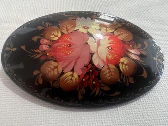 Vintage Russian handpainted, signed lacquer brooch. $29.99 or best offer.