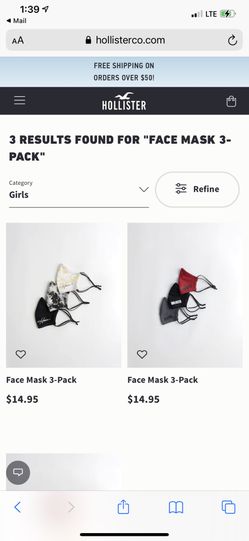 Brand New Hollister 3 Pack Face Mask 