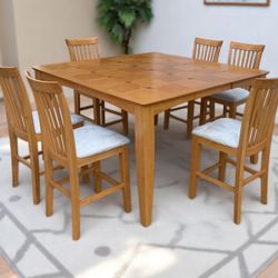 Maple Expandable Butterfly Leaf Dining Table & 6 Slatted Chairs Set