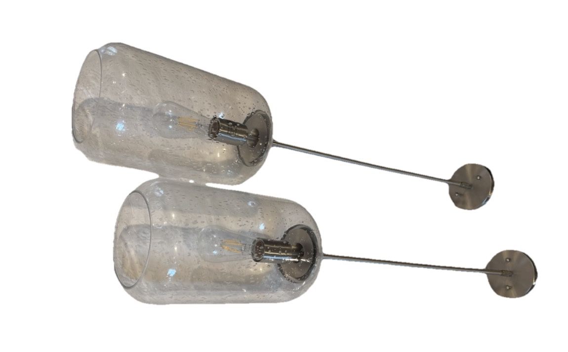 Modern Bubble Glass Wall Sconces – Brushed Nickel – Pair