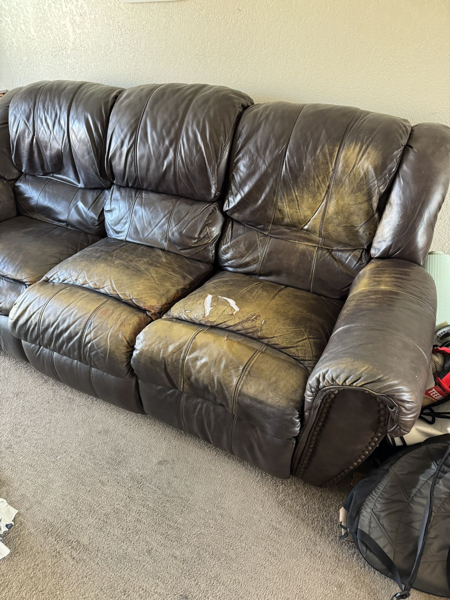 Leather Recliner Couch