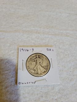 1916-S Obverse Mint Mark Walking Liberty Silver Half