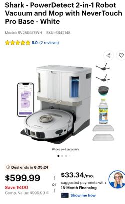 Shark PowerDetect 2-in-1 Robot Vacuum & Mop with NeverTouch Pro Self-Cleaning Base