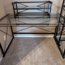 Modern black metal & glass desk