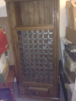 50 bottle wine rack wood and metal
