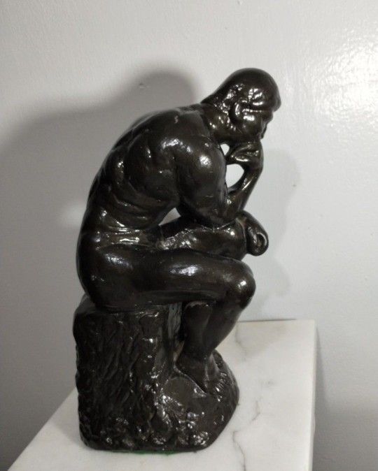 VINTAGE CHALKWARE STATUE - THE THINKER 12"×6"