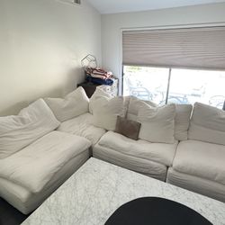 Cozy White Sectional Sofa with Pillows - Must Sell Fast!