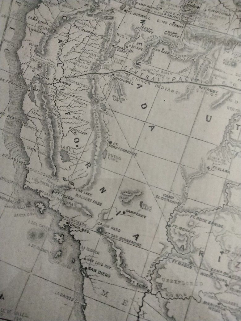 ANTIQUE MAP FROM 1884 HARPER'S WEEKLY ENGRAVING OF GEN. HANCOCK'S OCCUPATION OF INDIAN TERRITORIES IN THE UNITED STATES GENUINE ENGRAVING 140 YRS. OLD