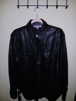 Black Leather Button Up
