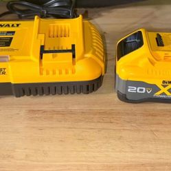 DEWALT 20v  Fast Charger and 8h battery