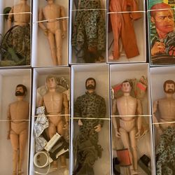 Lot of vintage GI Joe toys dolls accessories 1960s 70s Jeeps trailer display boxes 