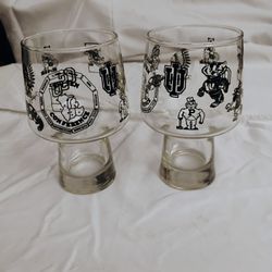 Vintage Big 10 NCAA Mascot Logo Libbey Glasses 