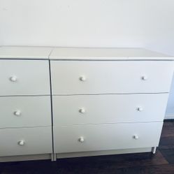 White Wooden 3 Drawer Dressers - $40 EACH
