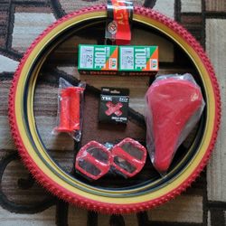 NEW Bicycle Bmx Parts Bundle 24" Red