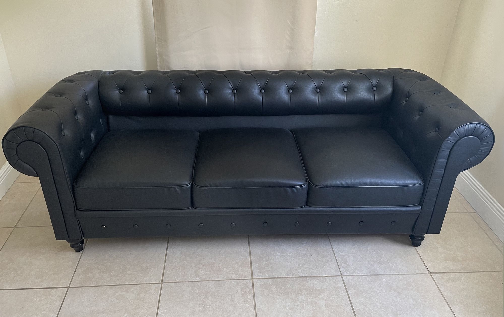 Faux Leather Sofa 78”