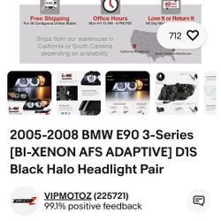 Bmw E90 3 Series Bi-xenon Black Halo Headlights 