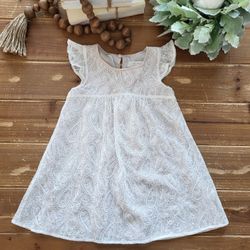 3T PORCELAIN PINK IVORY LACE OVERLAY ANGEL SLEEVE A-LINE DRESS