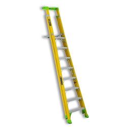 Louisville Ladder FCP1408HD 8ft Fiberglass Cross Pinnacle Platform / Leaning Step Ladder, Type IAA, 375lb Load Capacity