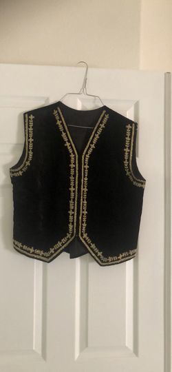 Black velvet vest with gold embroidery
