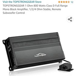 TOPSTRONGGEAR 1 Ohm 800 Watts Class D Full Range Mono Block Amplifier, 1/2/4 Ohm Stable, Remote Subwoofer Control