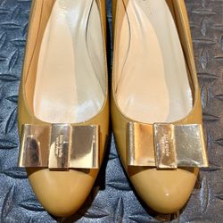Kate Spade Roxana Wedge Pump With Gold Bow